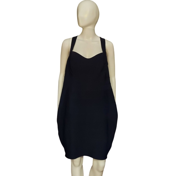 Vintage Torrid Strappy Back Zip Bandage Bodycon Dress In Black - Picture 3 of 16